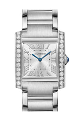 Cartier Tank Française Watch - 32 mm x 27 mm Steel Diamond Case - Silvered Sunray Dial W4TA0021